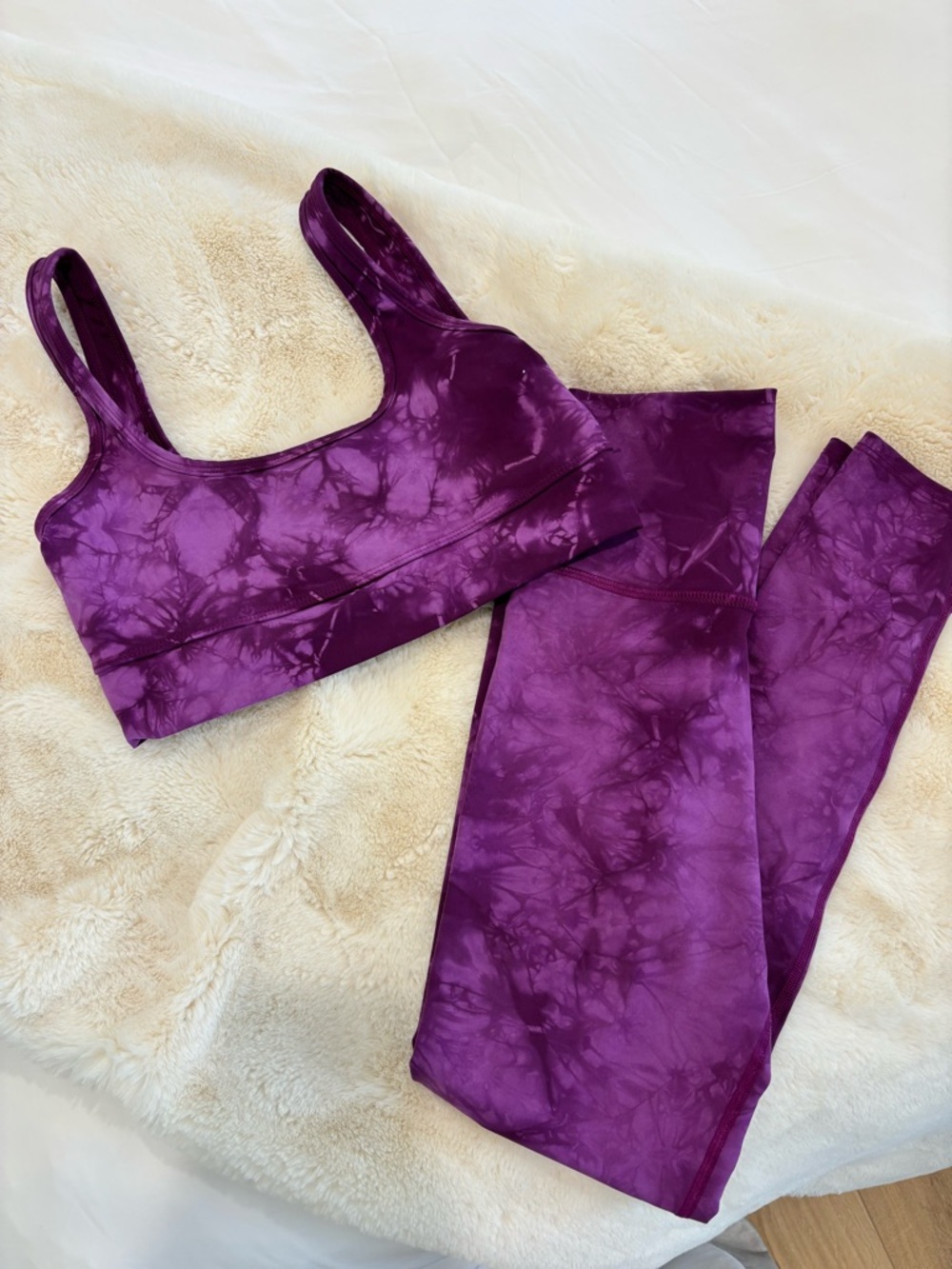 Electric & Rose Purple Tie-Dye Active Set – Medium Bra / Small Leggings